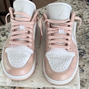 Nike Jordan 1 Low Sneakers - White and Light Pink